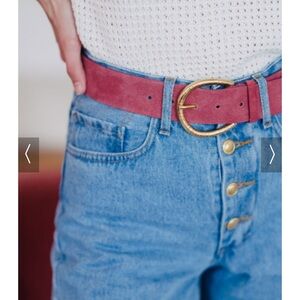 *Like New* Made in Italy SAAJ Paris Pink Belt with Gold Buckle Size 75